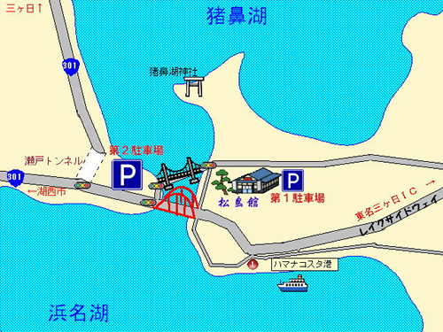鰻、海鮮の宿松島館案内地図